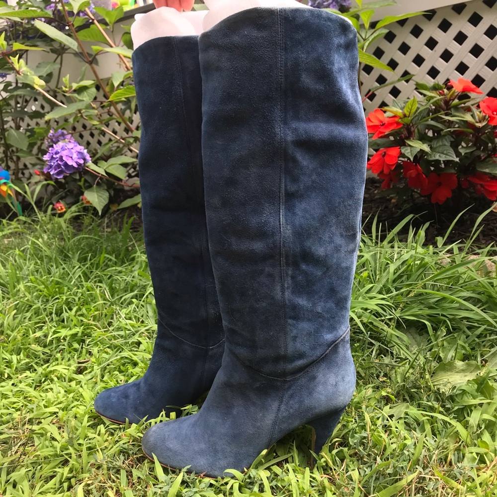 Blue suede boots
